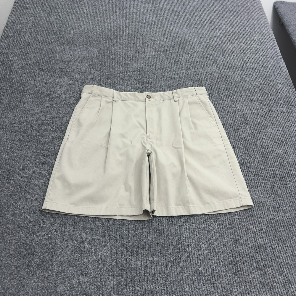 LL Bean Shorts Mens 38 Khaki Cotton Comfort Waist Chino Classic Casual